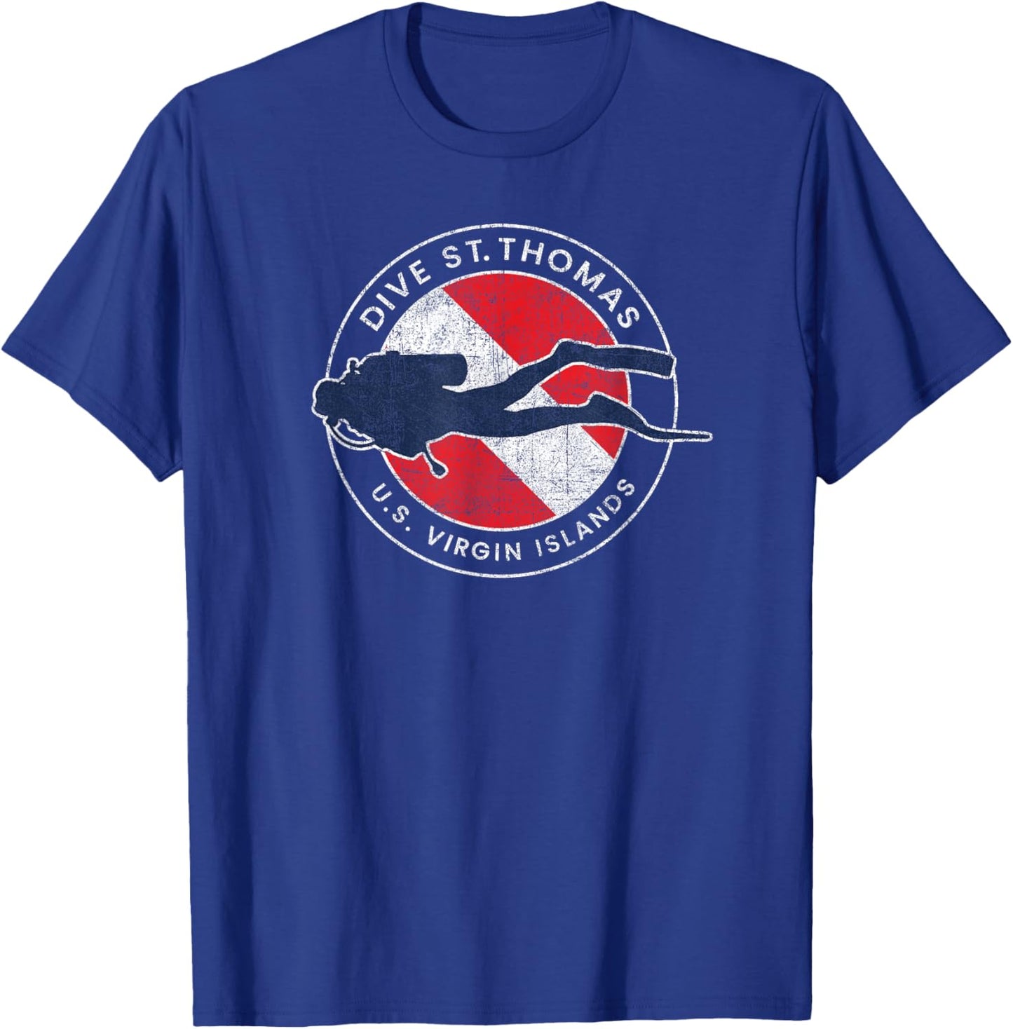 Vintage St Thomas USVI Scuba Dive Flag Vacation Souvenir T-Shirt - T-Shirt | Royal