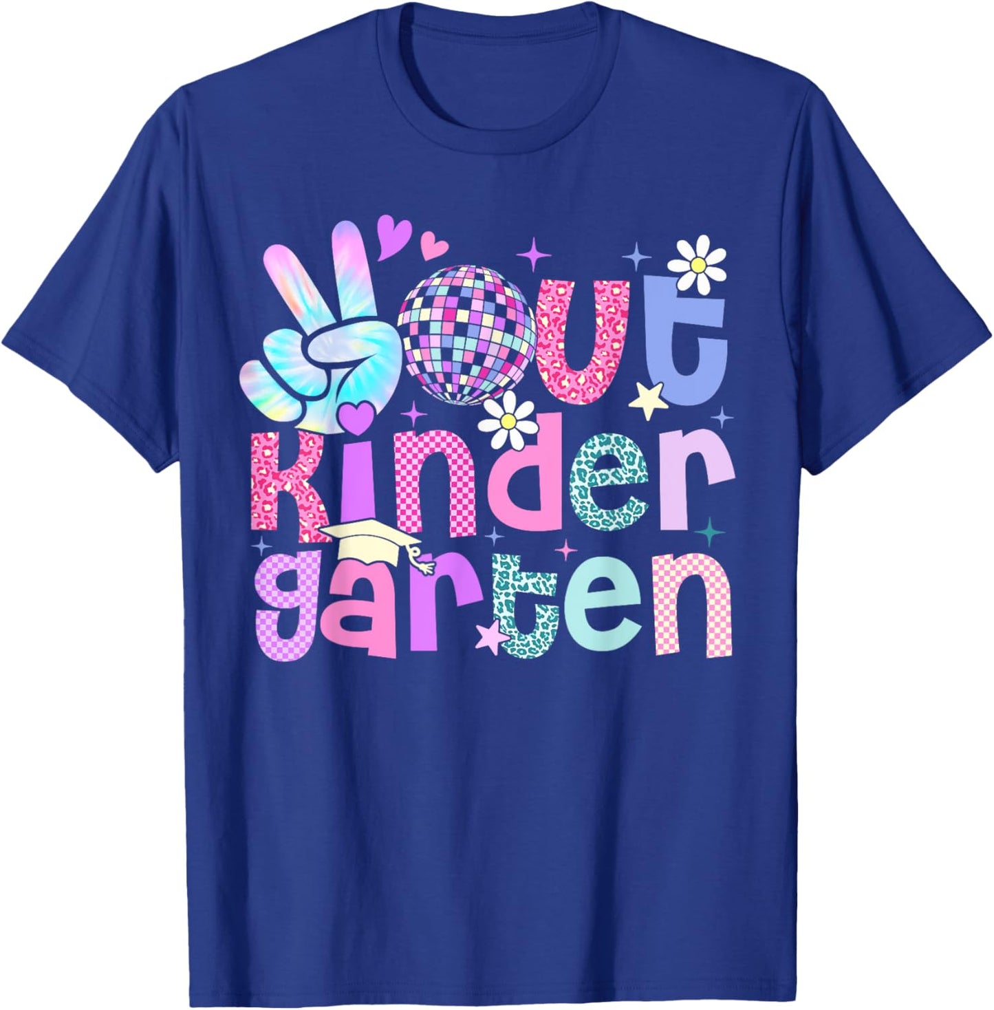 Peace Out Kindergarten Last Day Of Kindergarten Leopard T-Shirt - T-Shirt | Royal