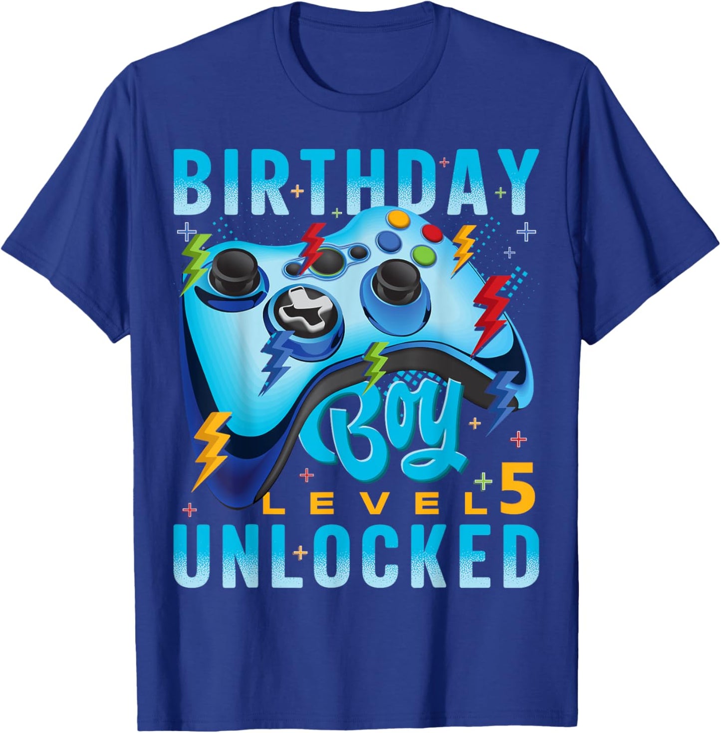 Level 5 Unlocked Birthday Boy Video Gamer 5th Birthday Boy T-Shirt - T-Shirt | Royal