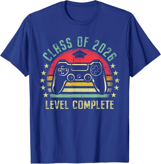 Class of 2026 Level Complete Video Gamer Senior Graduation T-Shirt - T-Shirt | Royal
