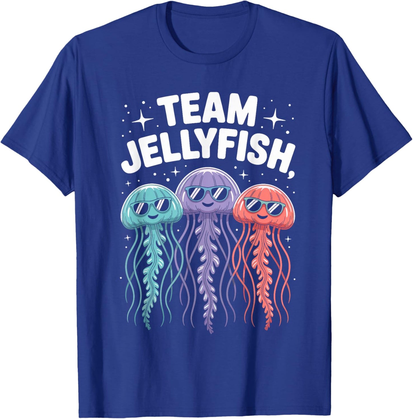 Jellyfish Team Funny Cartoon Ocean Birthday Party Style T-Shirt - T-Shirt | Royal