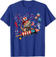 Bearded Dragon Riding Firecracker US Flag 4th Of July T-Shirt - T-Shirt | Royal