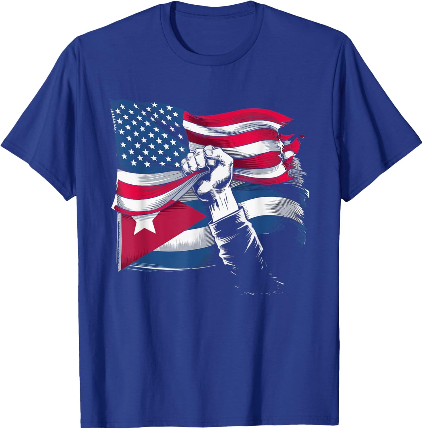 Half Cuban Half American Country USA Flag Cuba America T-Shirt - T-Shirt | Royal
