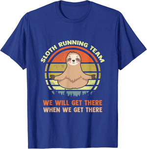Funny Sloth Running Team Lazy Retro Vintage Humor Gift T-Shirt - T-Shirt | Royal