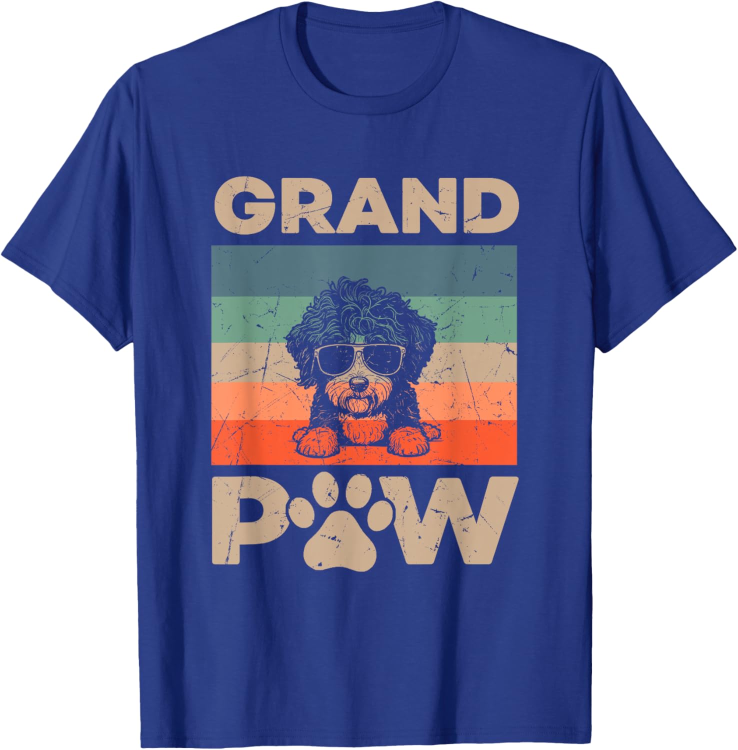 Retro Grand Paw Aussiedoodle Dog Grandpaw Grandpa Christmas Men Women Kids T-Shirt - T-Shirt | Royal