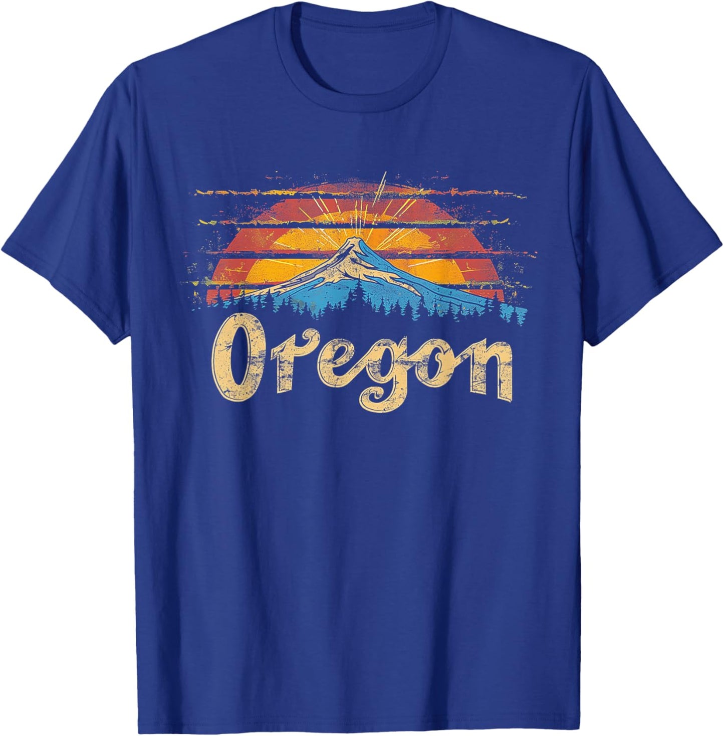 Oregon - Cool Funny Graphic Vintage Men Women Kids Retro T-Shirt - T-Shirt | Royal