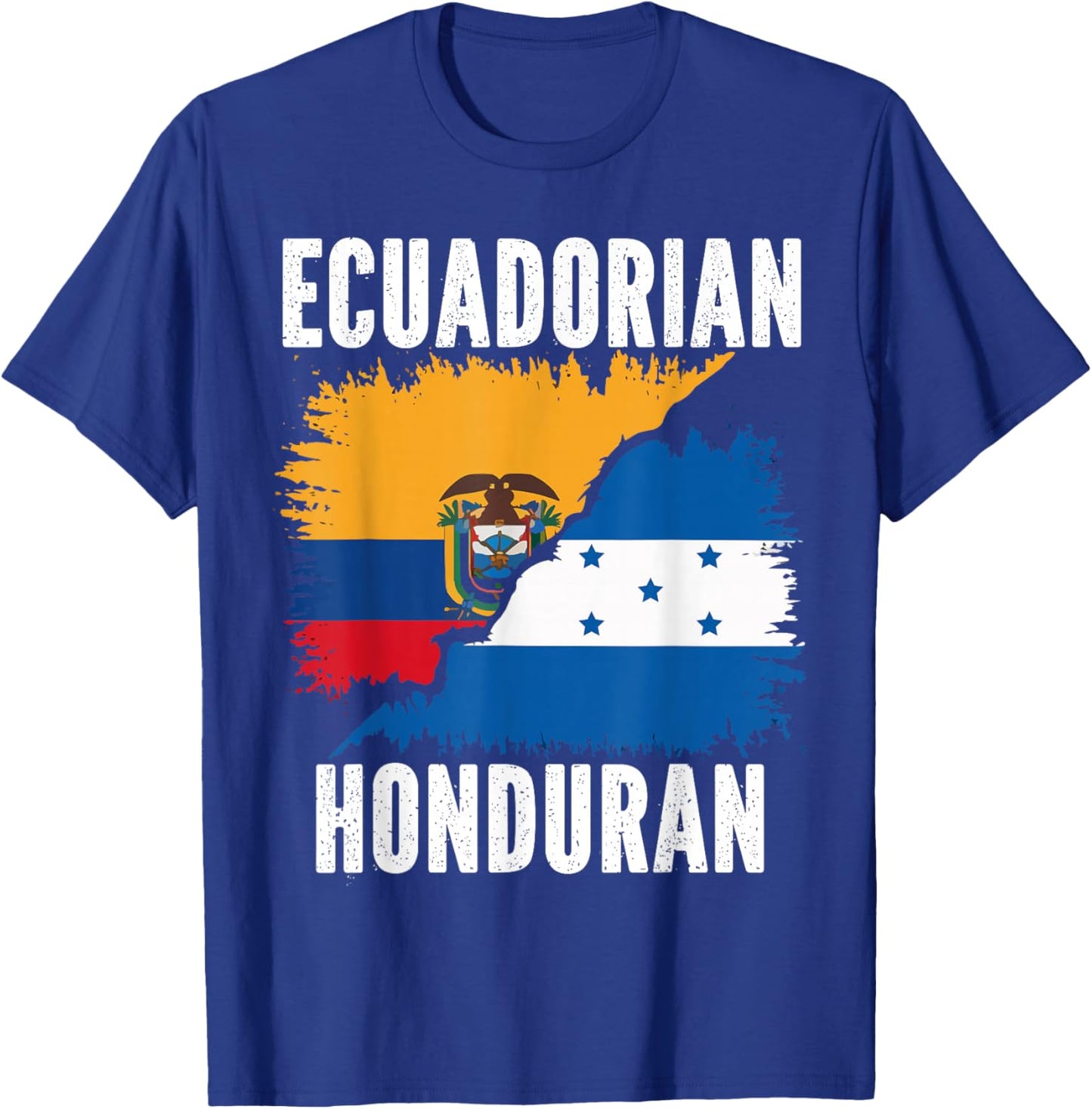 Half Honduran Half Ecuadorian Ecuador Flag Honduras T-Shirt - T-Shirt | Royal