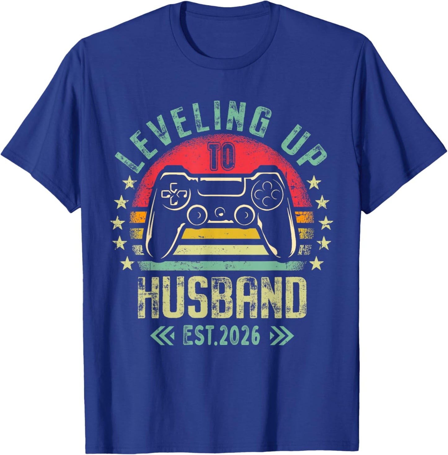 Engagement for Gamer Groom Leveling Up to Husband 2026 T-Shirt - T-Shirt | Royal