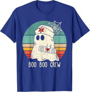 Boo Boo Crew Nurse Funny Ghost Women Halloween Costume Nurse T-Shirt - T-Shirt | Royal