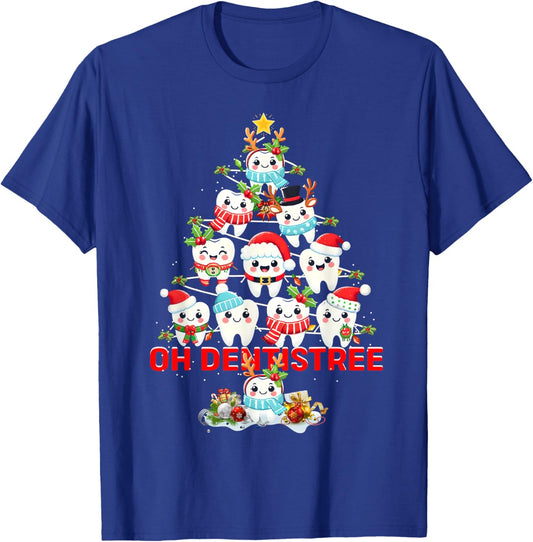 Oh Dentistree Dentist Dental Christmas Tree Tooth Doctor T-Shirt - T-Shirt | Royal