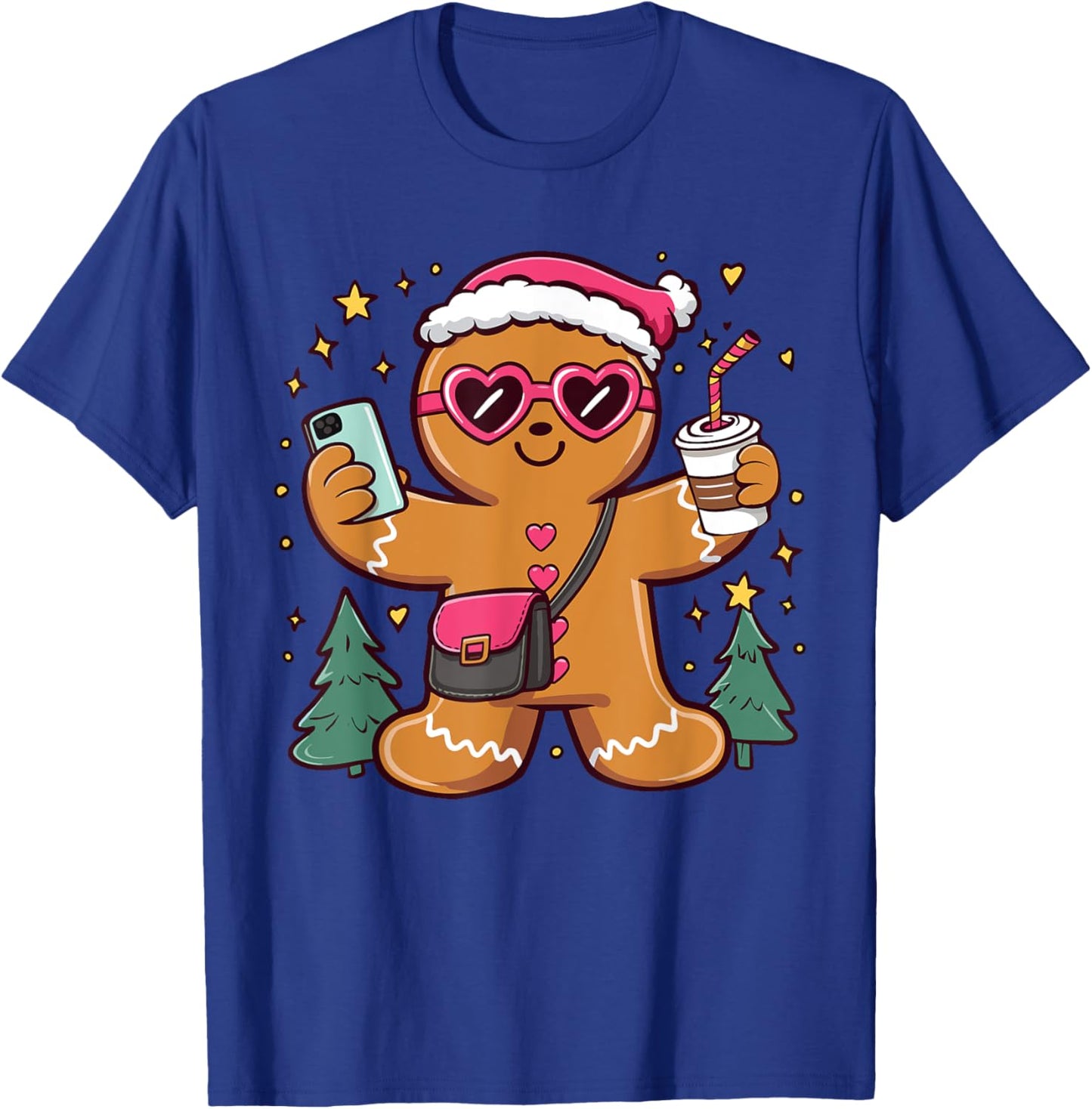 Gingerbread Man Cookie Santa Claus Hat Christmas Boys Girls T-Shirt - T-Shirt | Royal