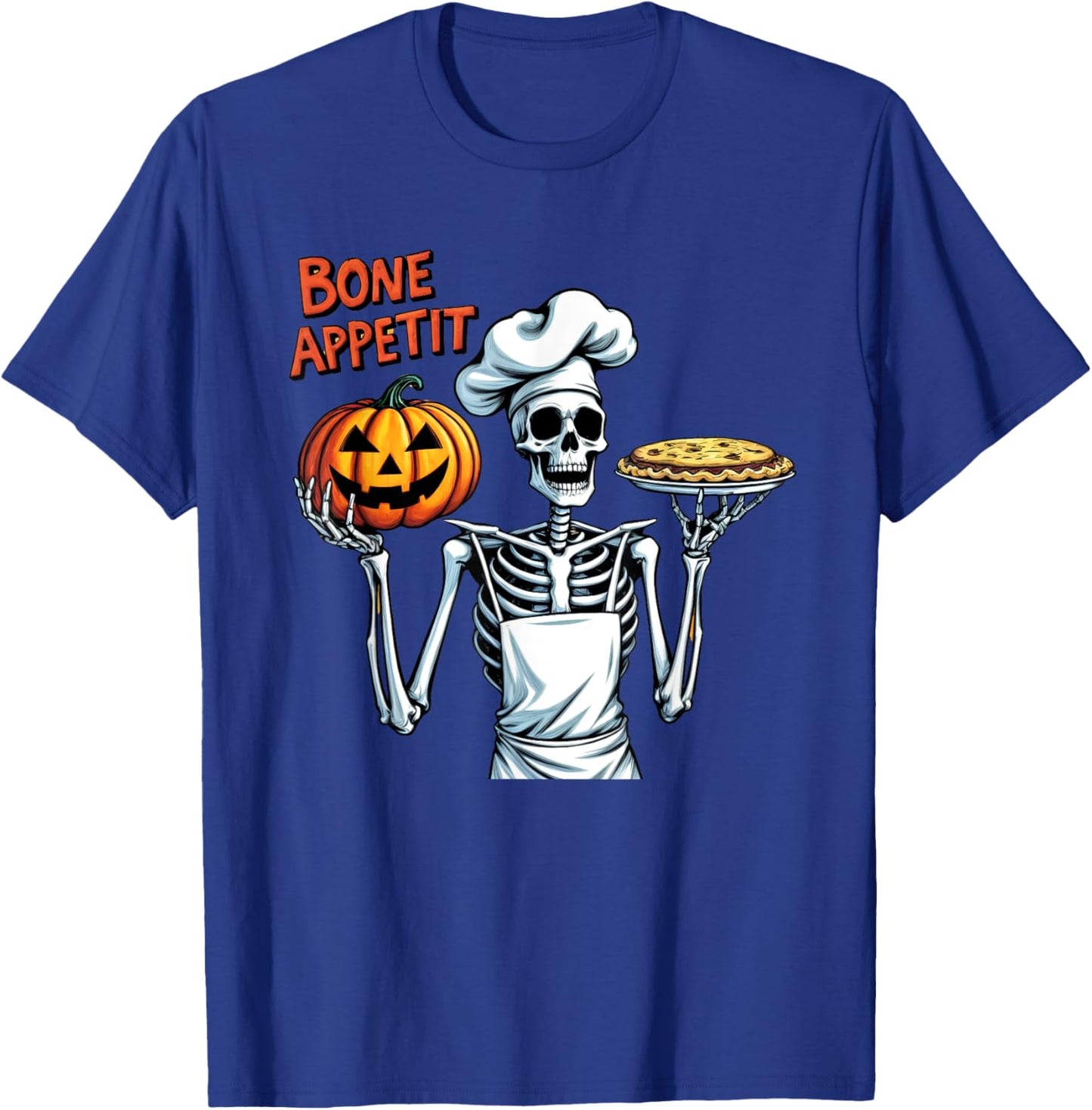 Funny Halloween Costume Skeleton Chef Pumpkin Bone Appetit T-Shirt - T-Shirt | Royal