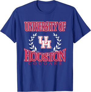 Houston Cougars Laurels Black Officially Licensed T-Shirt - T-Shirt | Royal