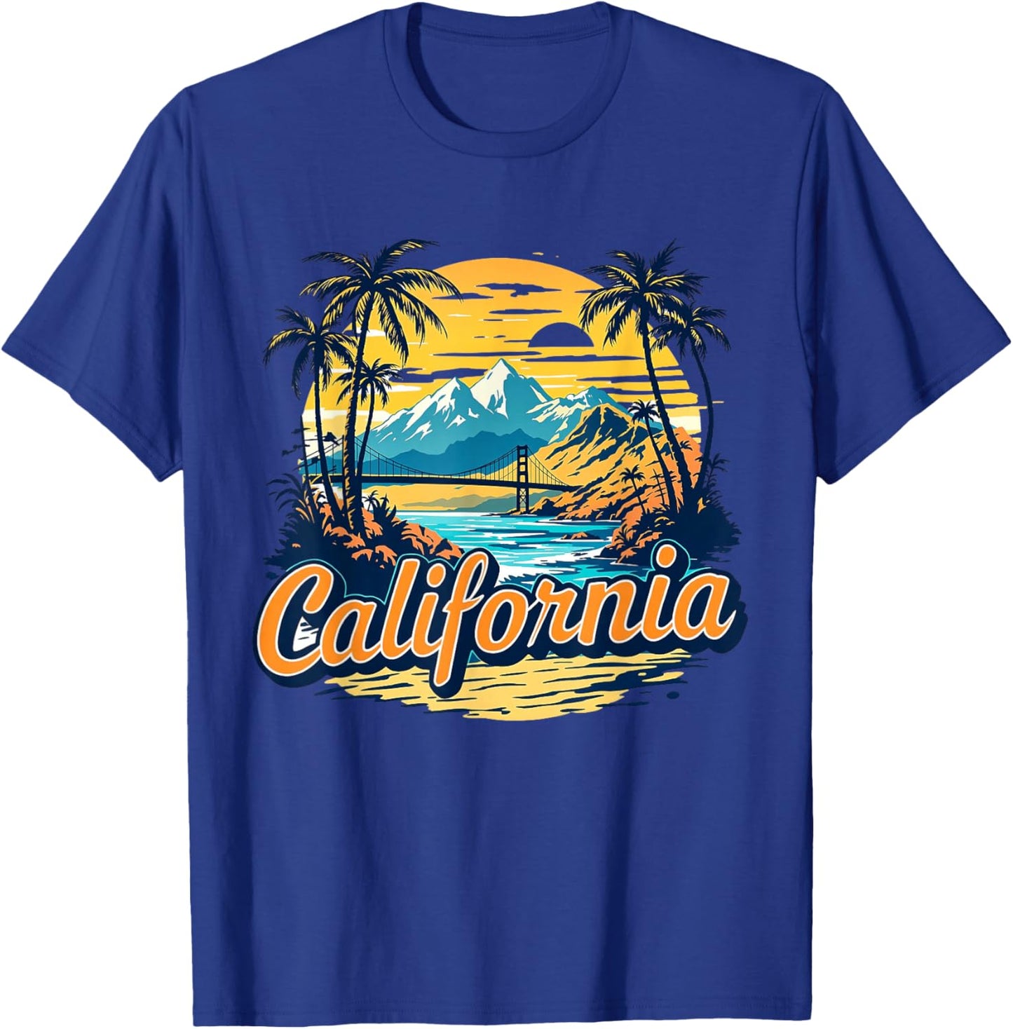 Retro California Home State CA Nature Sunset Vintage T-Shirt - T-Shirt | Royal