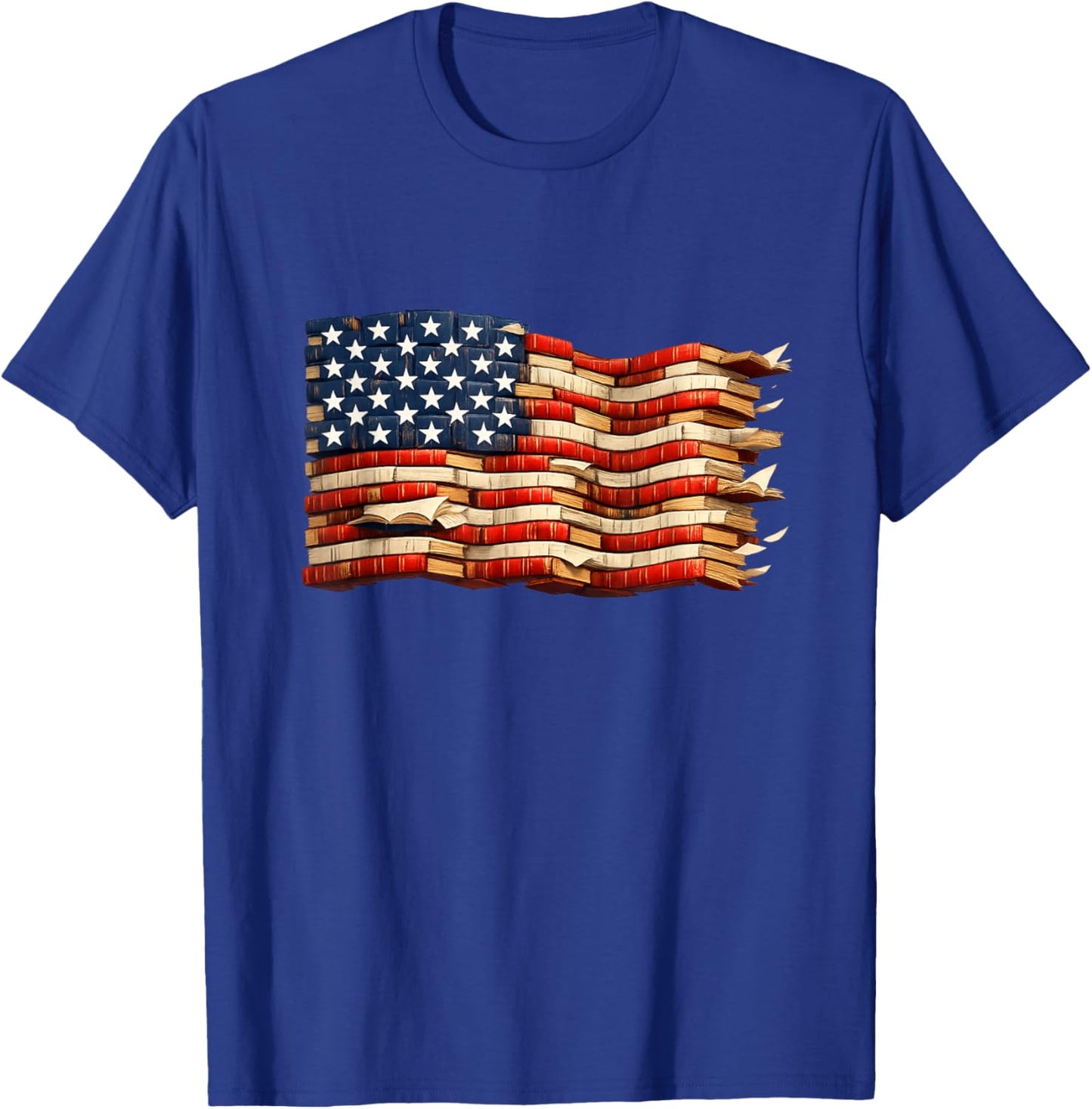 American Flag Formed from Books Library Reading Patriotic T-Shirt - T-Shirt | Royal
