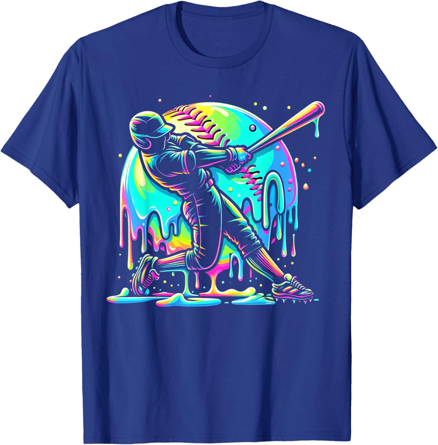 Baseball Drip Boys Batter Ice Cream Drip Youth Player Fan T-Shirt - T-Shirt | Royal