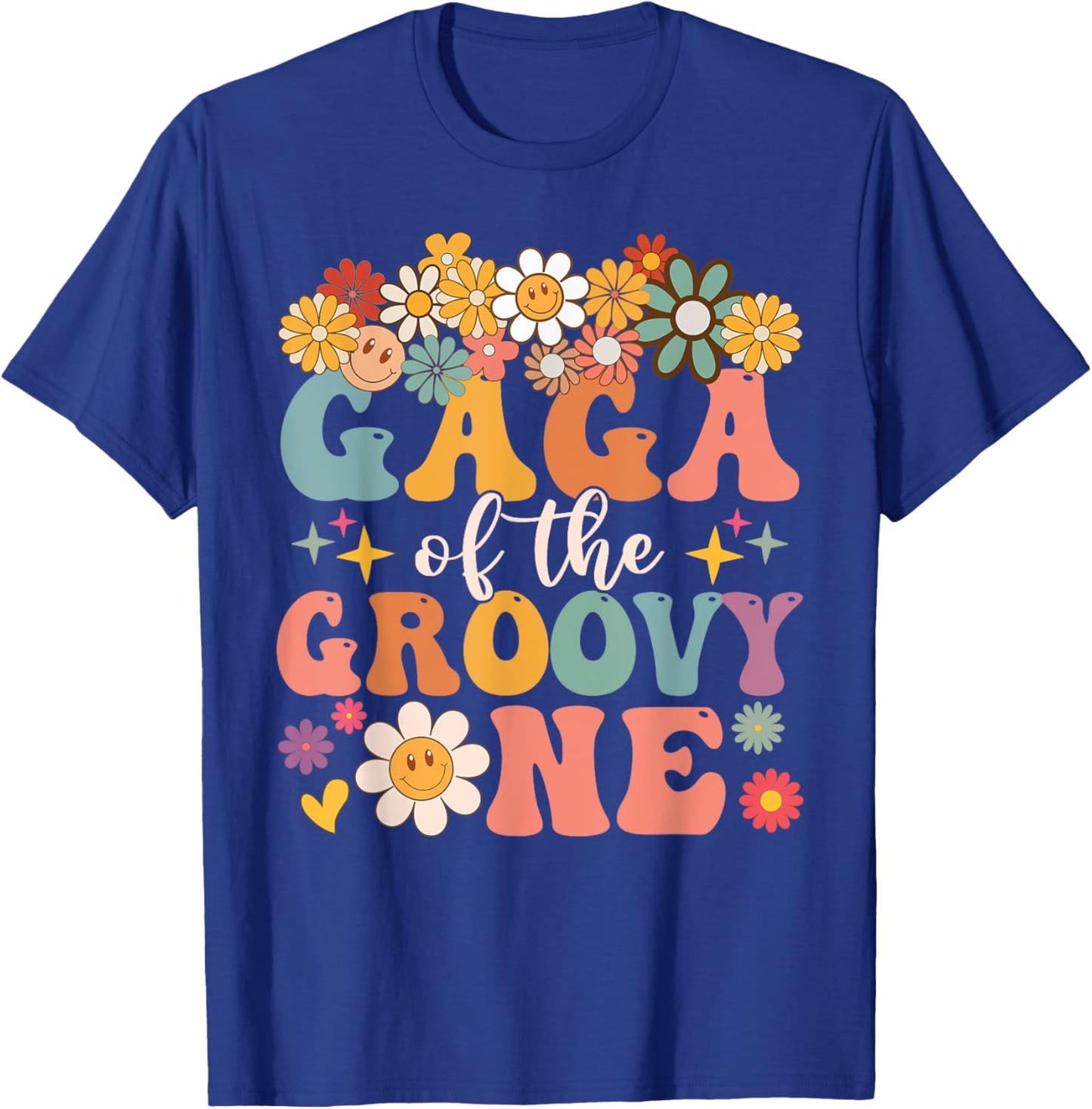 Retro Gaga of Groovy One Matching Family 1st Birthday Party T-Shirt - T-Shirt | Royal