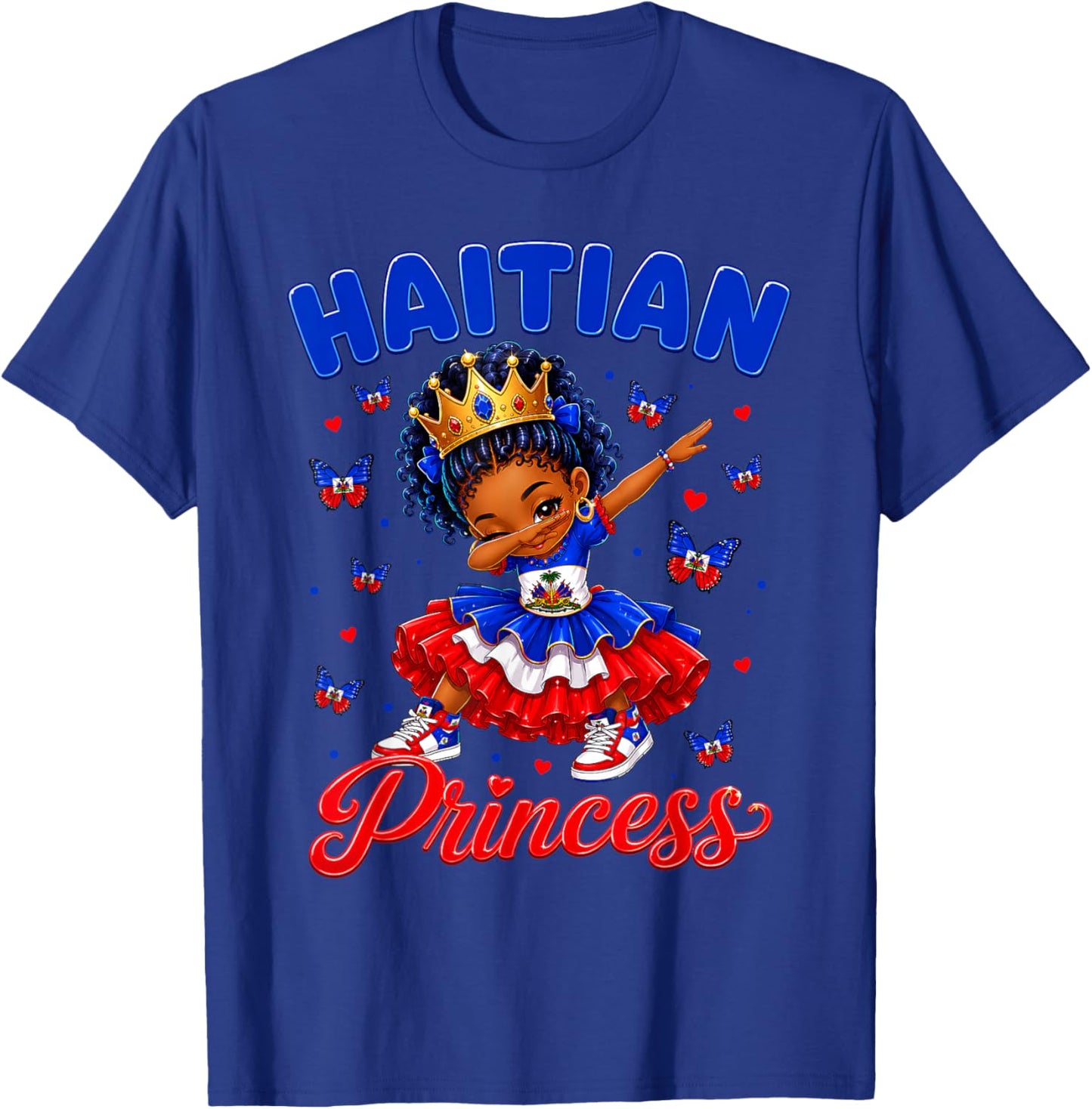 Haitian Princess Flag Day Cute Haiti Dab Girls Kids Toddler T-Shirt - T-Shirt | Royal
