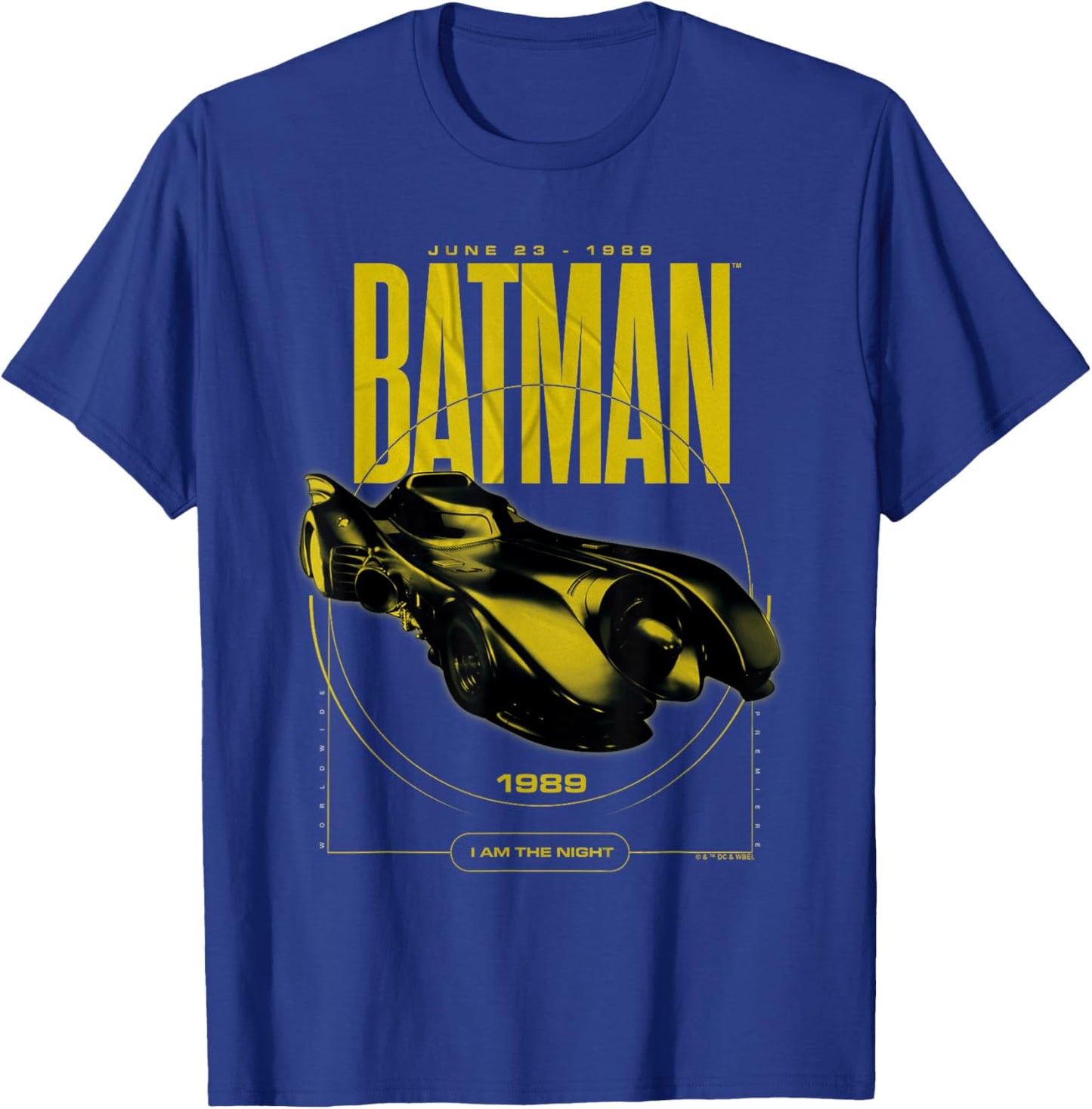 Batman 1989 Batmobile Circle T-Shirt - T-Shirt | Royal
