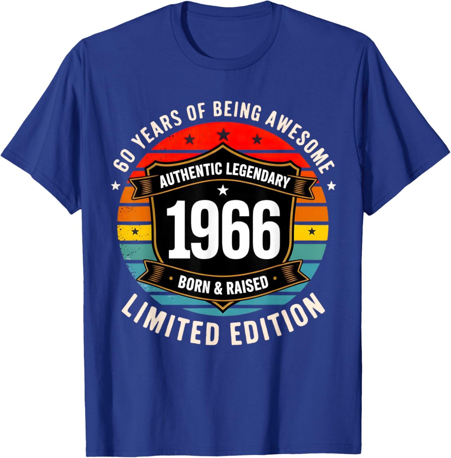 Vintage 1966 60th Birthday Gift Men Women 60 Years Old T-Shirt - T-Shirt | Royal