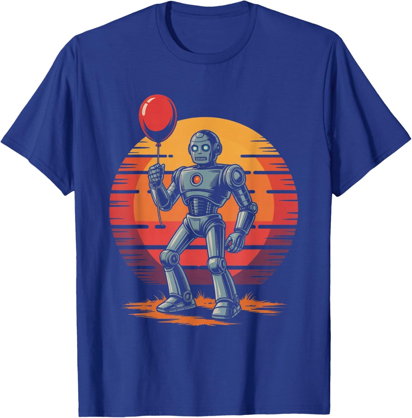Robot with Balloon - Vintage Funny Robot Lover T-Shirt - T-Shirt | Royal
