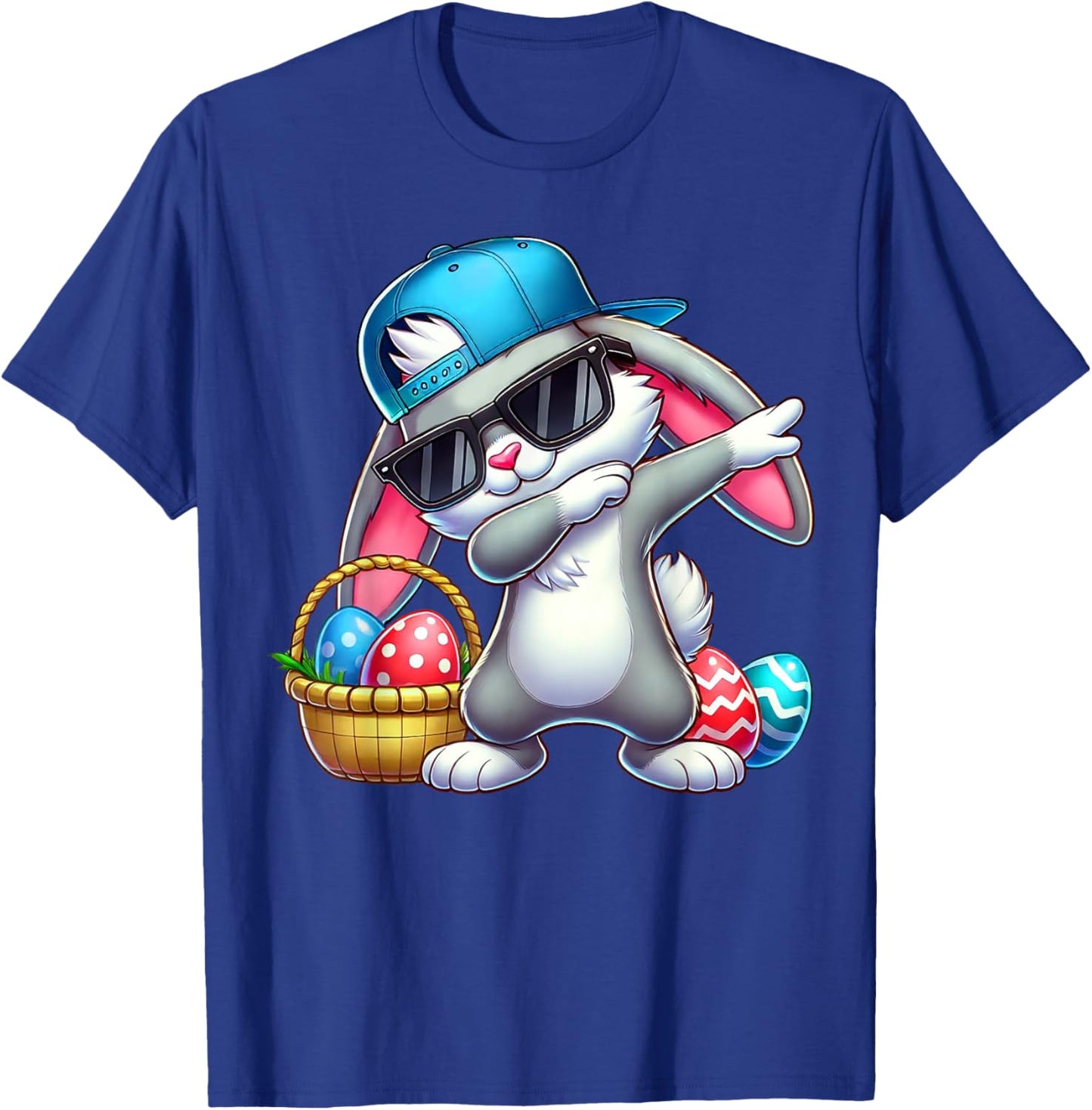 Funny Dabbing Rabbit Easter Eggs Dab Boys Girls Kids Bunny T-Shirt - T-Shirt | Royal