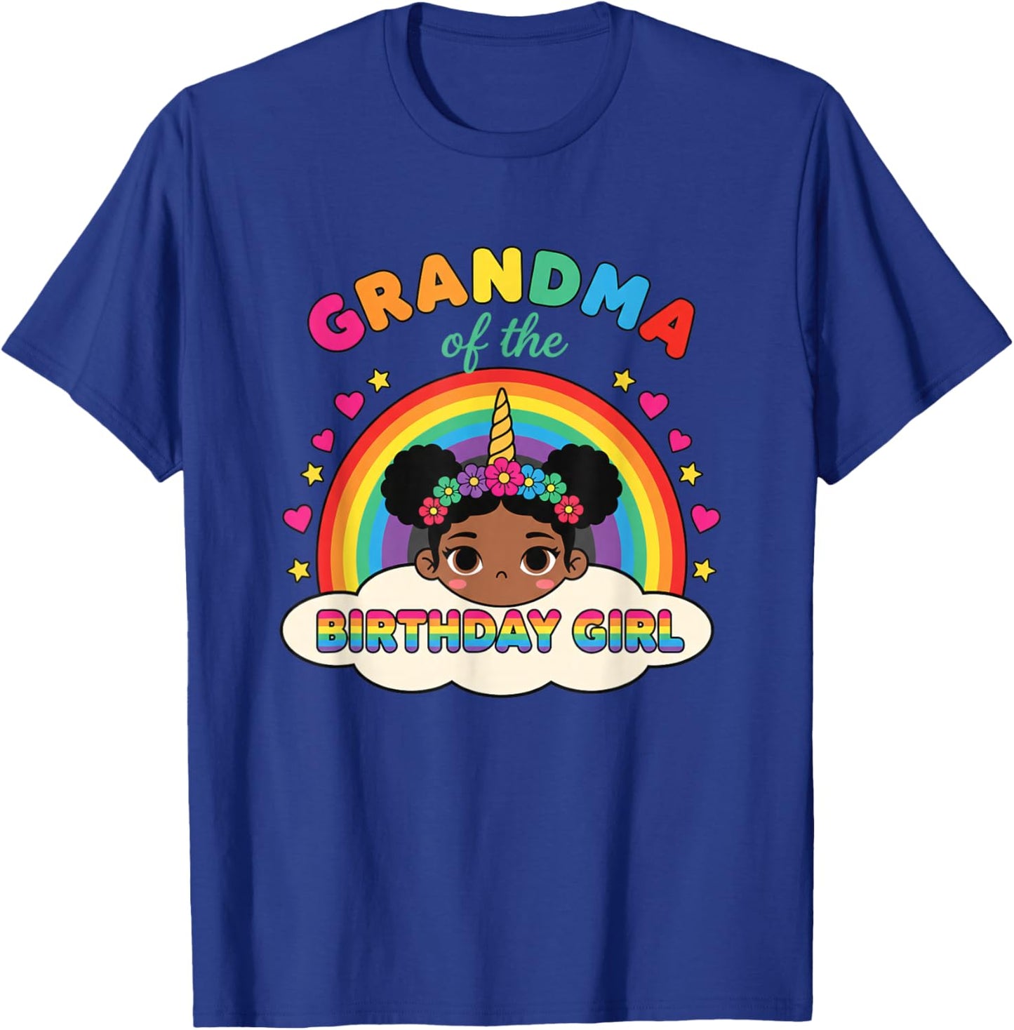 Grandparent Grandma of The Birthday Girl Rainbow Unicorn T-Shirt - T-Shirt | Royal