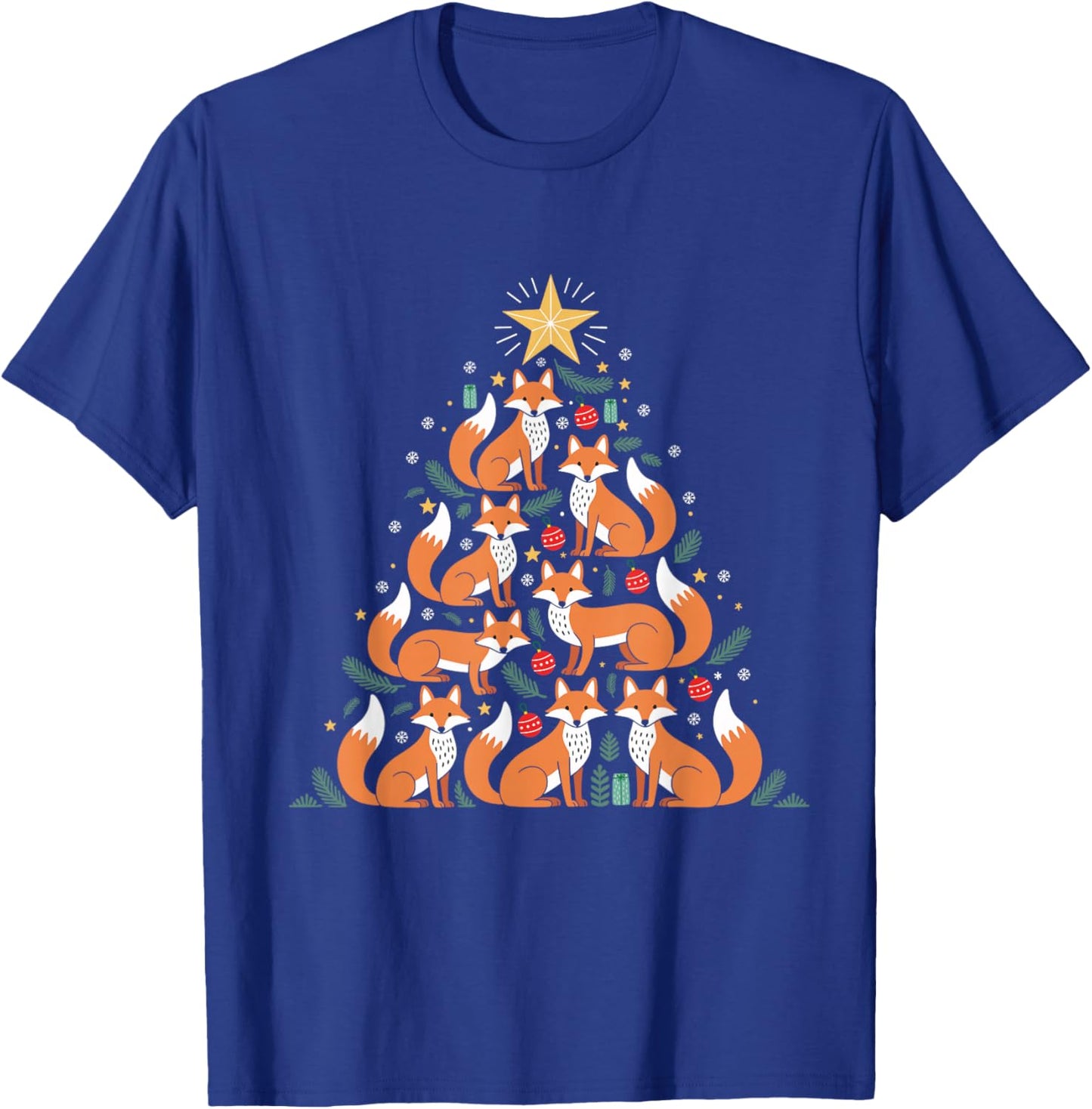 Fox Christmas Tree Fox Lover Christmas T-Shirt - T-Shirt | Royal