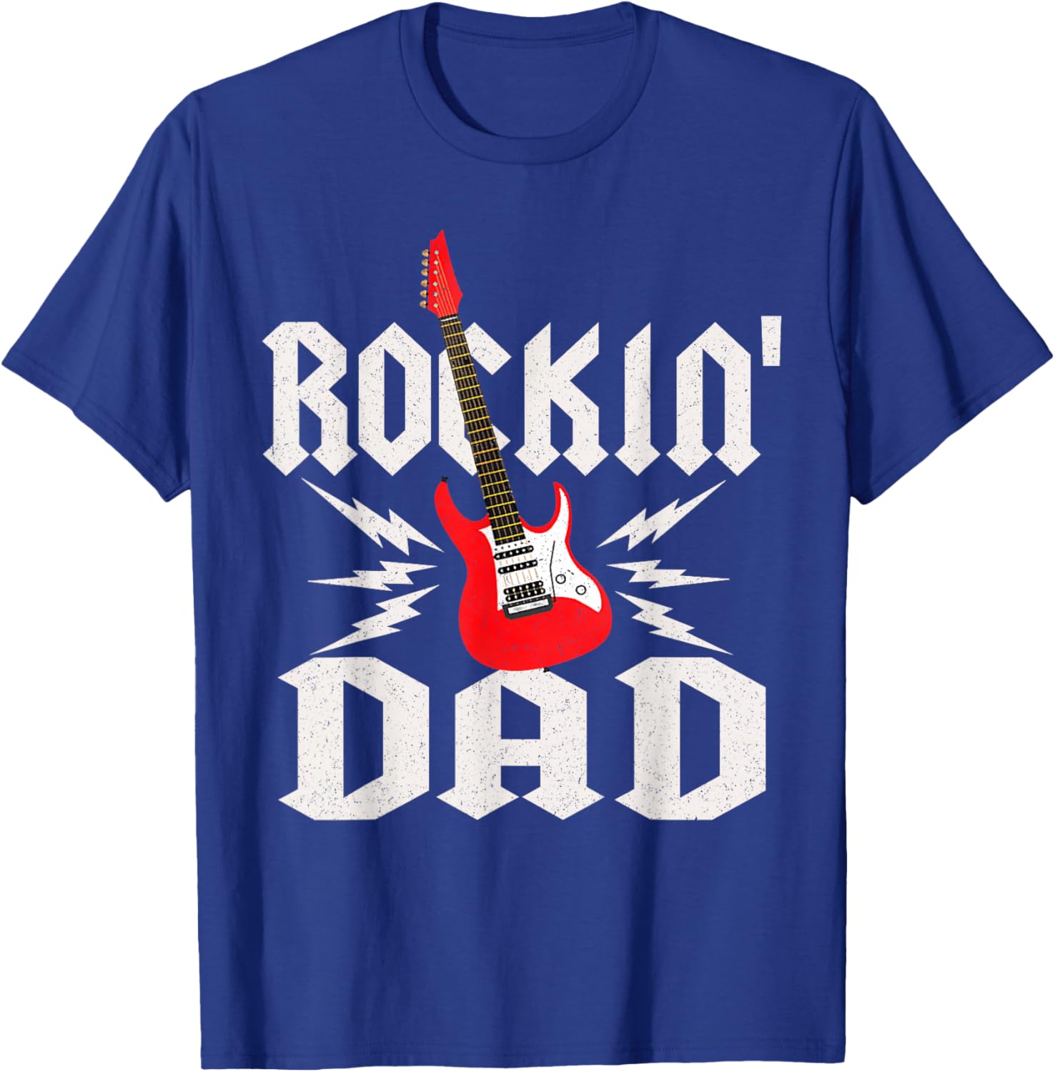 Dad Rockin One Birthday Family Matching Rock Guitar T-Shirt - T-Shirt | Royal
