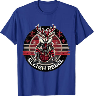 Sleigh Rebel Punk Gothic Reindeer Christmas Design T-Shirt - T-Shirt | Royal