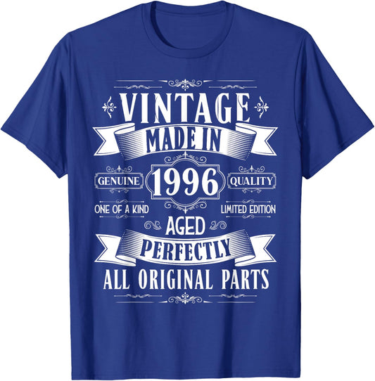Vintage 29th birthday men Born 1996 29 years old Bday T-Shirt - T-Shirt | Royal