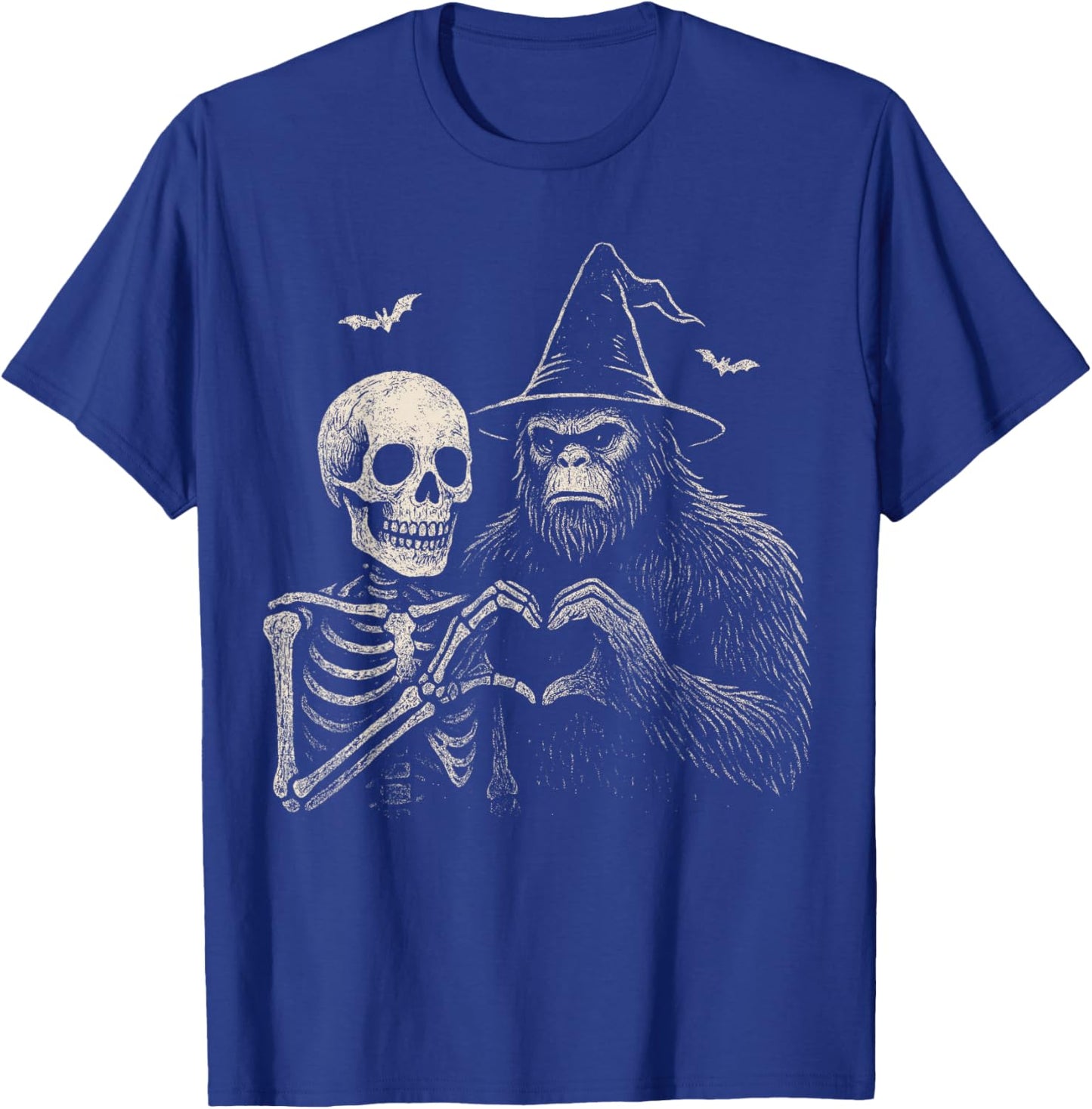 Funny Bigfoot Sasquatch Skeleton Halloween Love Men Spooky T-Shirt - T-Shirt | Royal