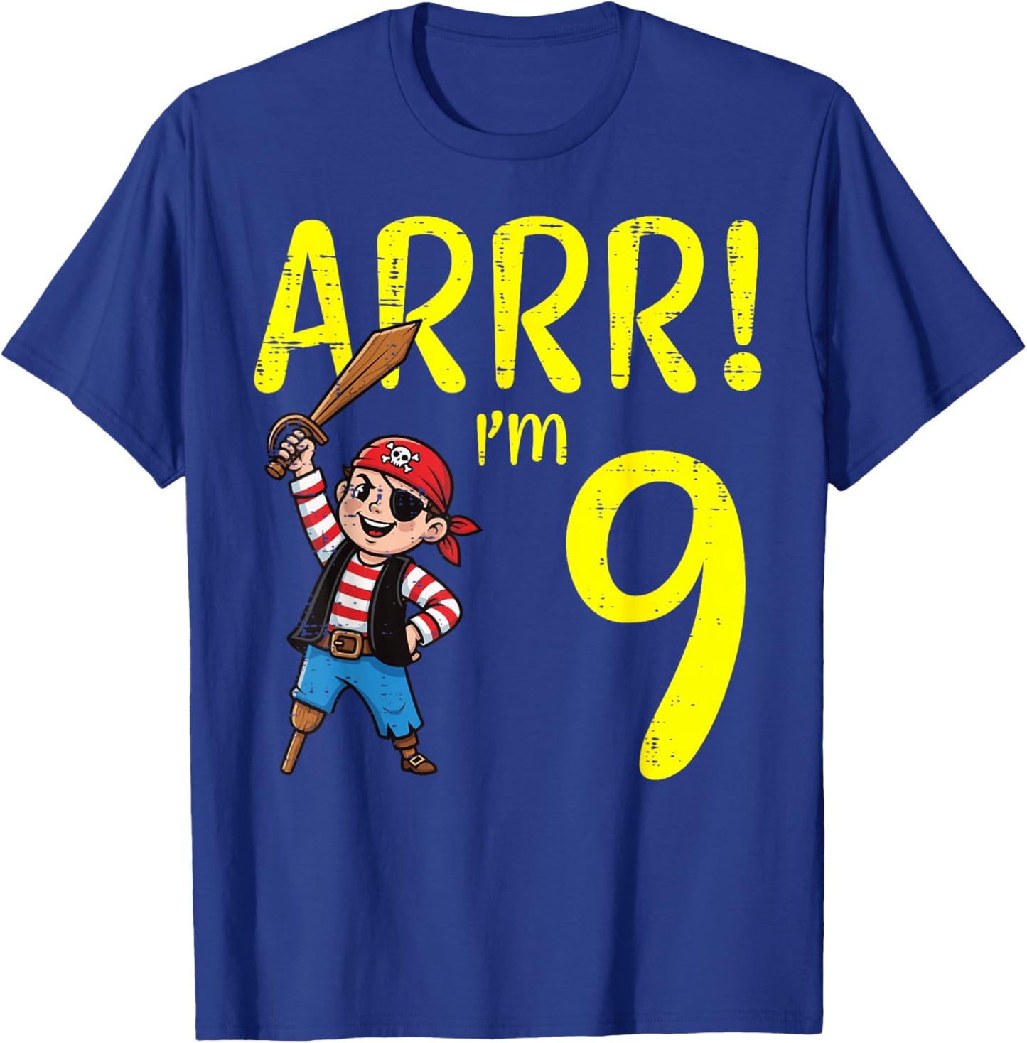 9th Birthday Pirate Arrr Im 9 Funny Bday Boys Kids Youth T-Shirt - T-Shirt | Royal