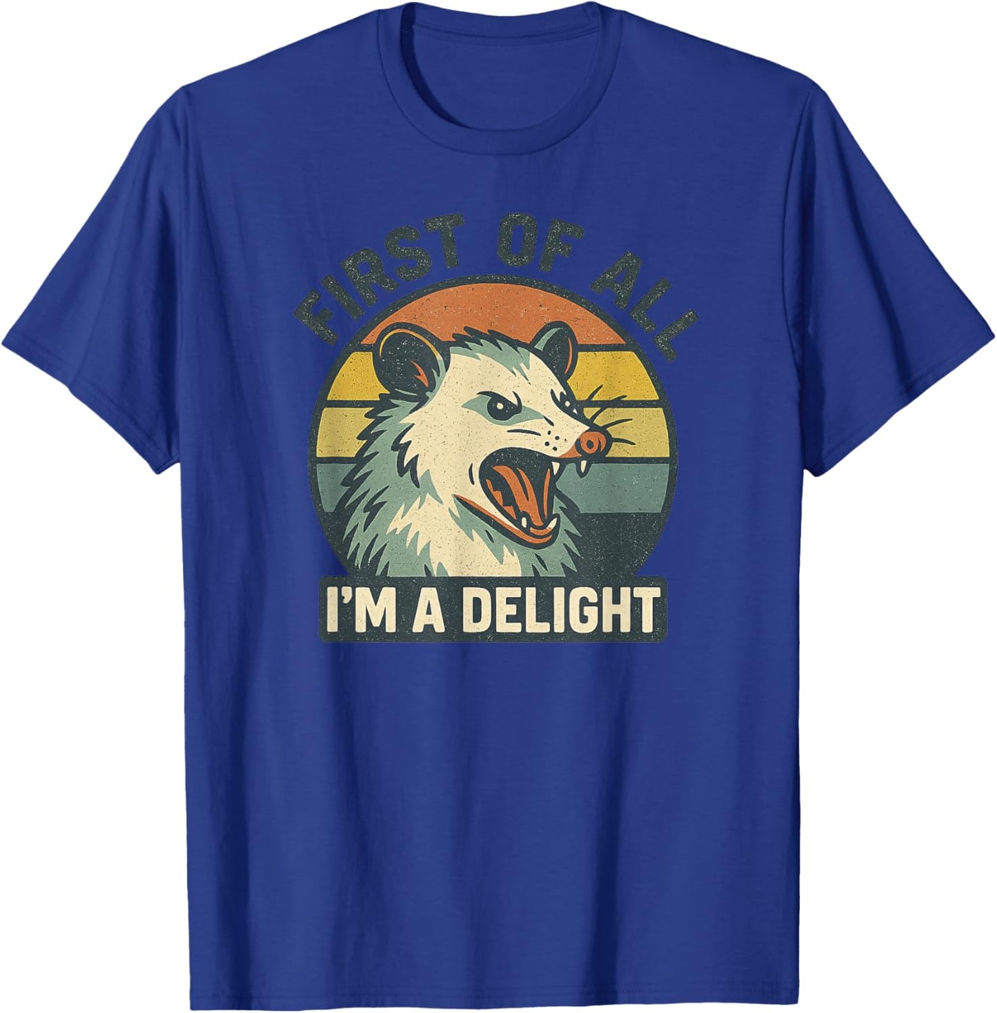 Retro Screaming Possum Vintage Aesthetic 'First of All I'm T-Shirt - T-Shirt | Royal