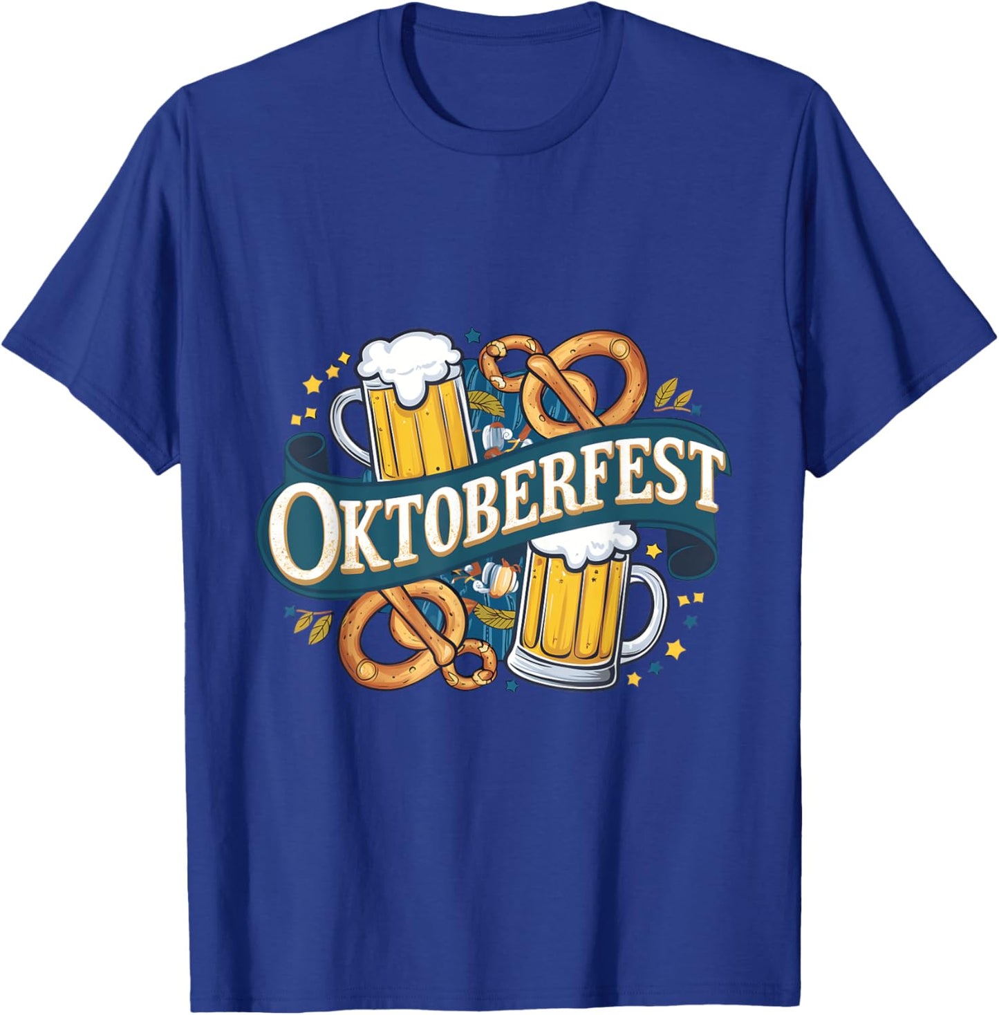 German Bavarian Oktoberfest Beer and Pretzel Party Art T-Shirt - T-Shirt | Royal