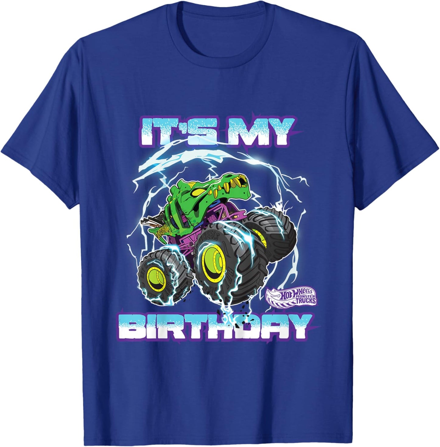 Kids Hot Wheels Monster Trucks - It's My Birthday Epic Crushing T-Shirt - T-Shirt | Royal