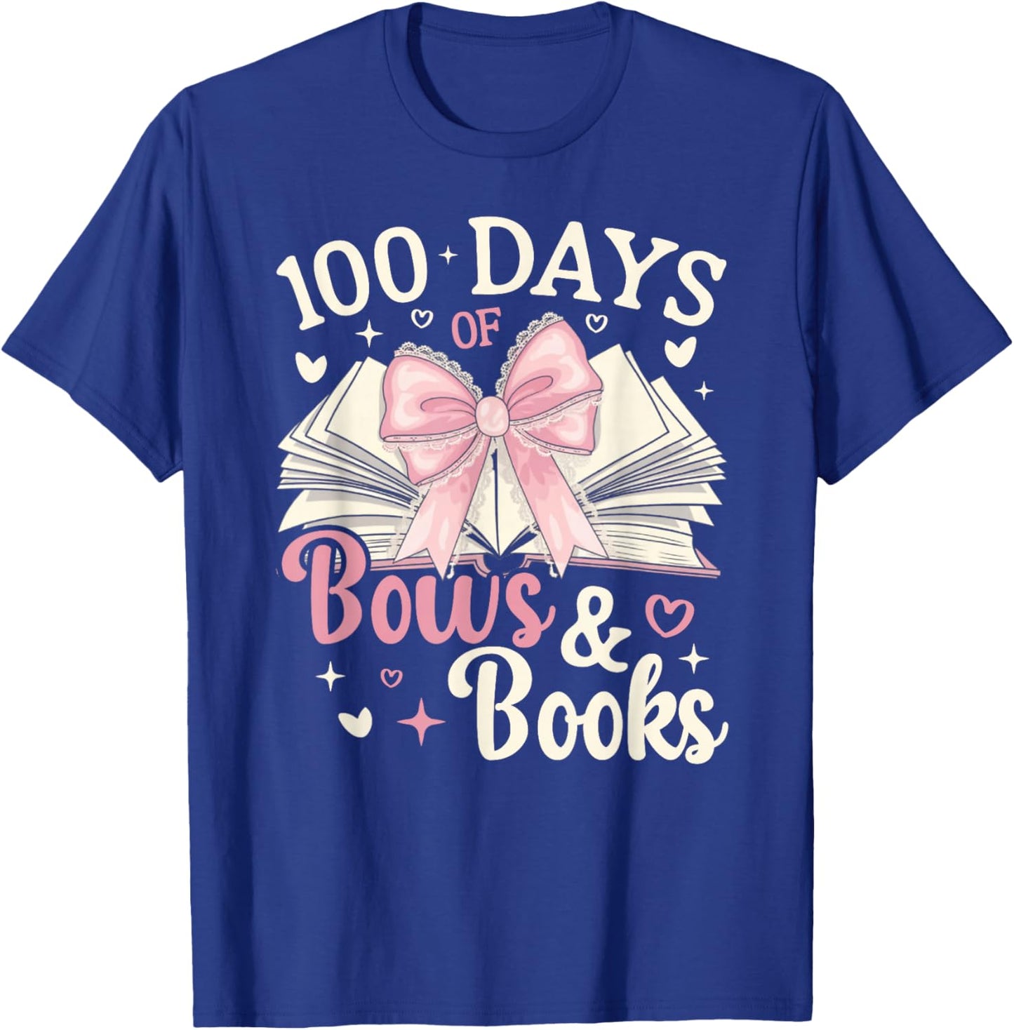 Coquette 100 Days Of Bows Books Reading 100th Day Of School T-Shirt - T-Shirt | Royal
