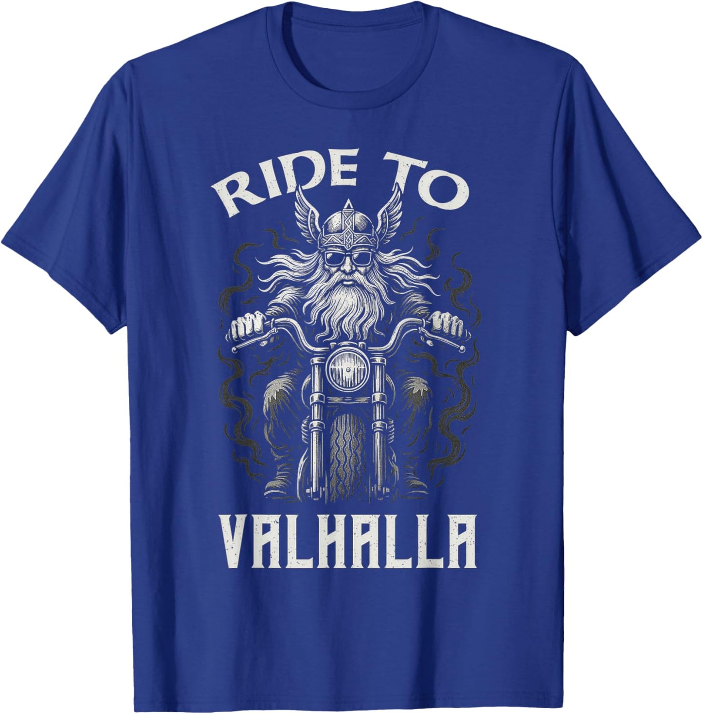 Ride to Valhalla Viking Biker Odin Norse Motorcycle Art T-Shirt - T-Shirt | Royal