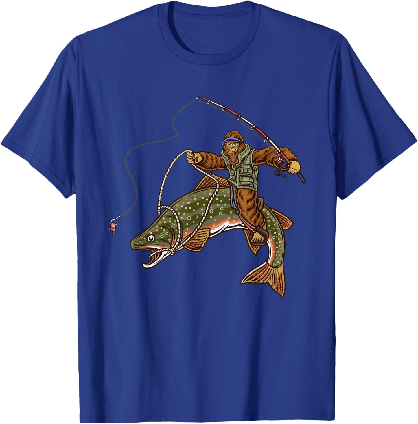 Brook Trout River Fishing Bigfoot Hunting Fishermen T-Shirt - T-Shirt | Royal