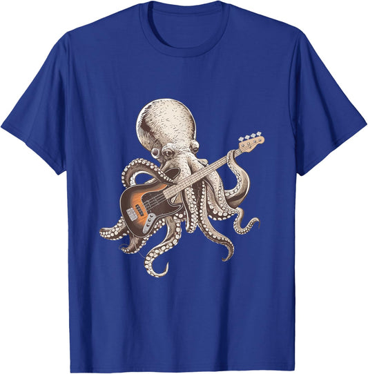 Bassist Octopus, Funny Octopus Playing Guitar Rock Music T-Shirt - T-Shirt | Royal