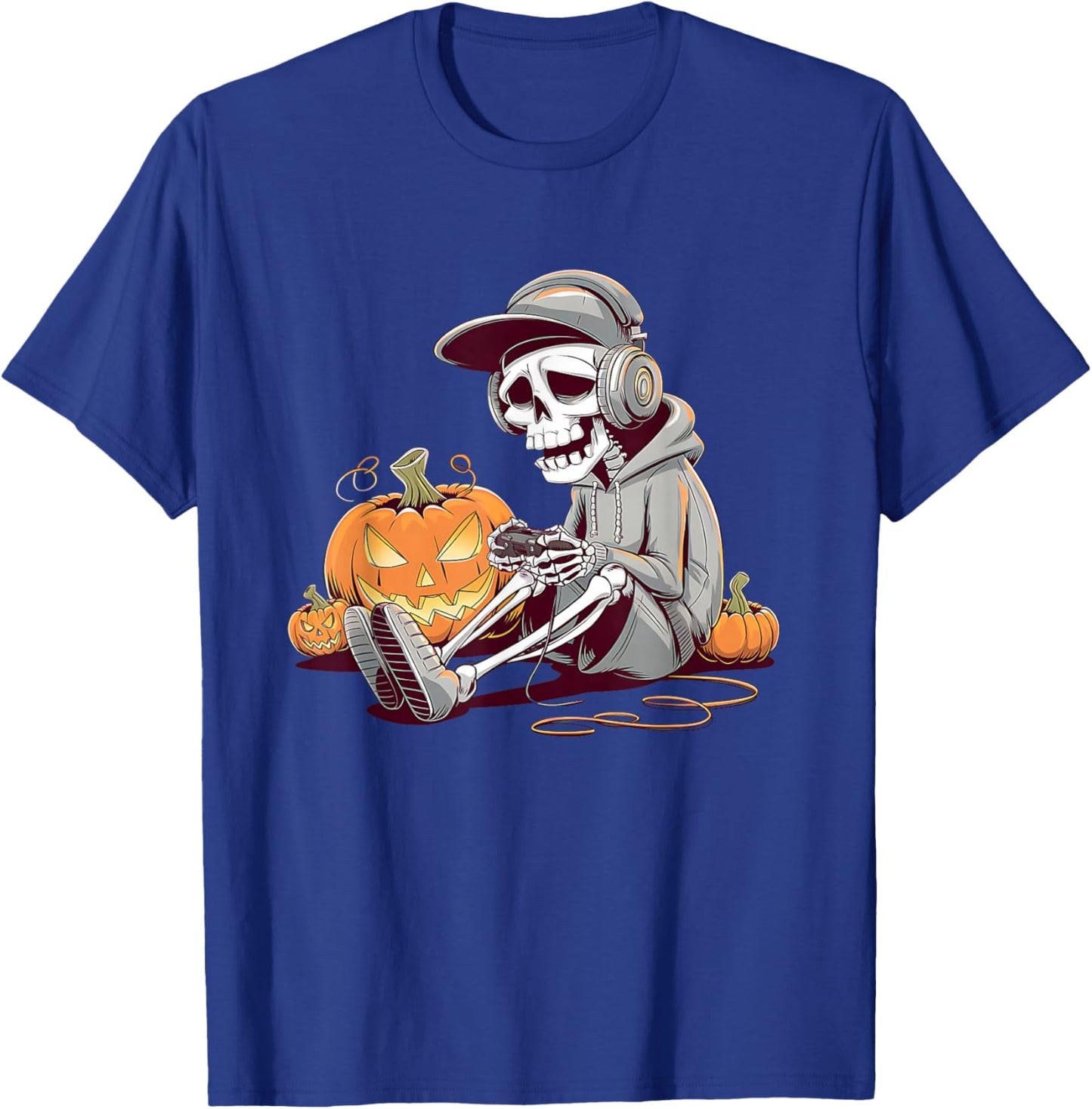 Halloween Skeleton Gamer Video Gaming Boys Men Kids T-Shirt - T-Shirt | Royal