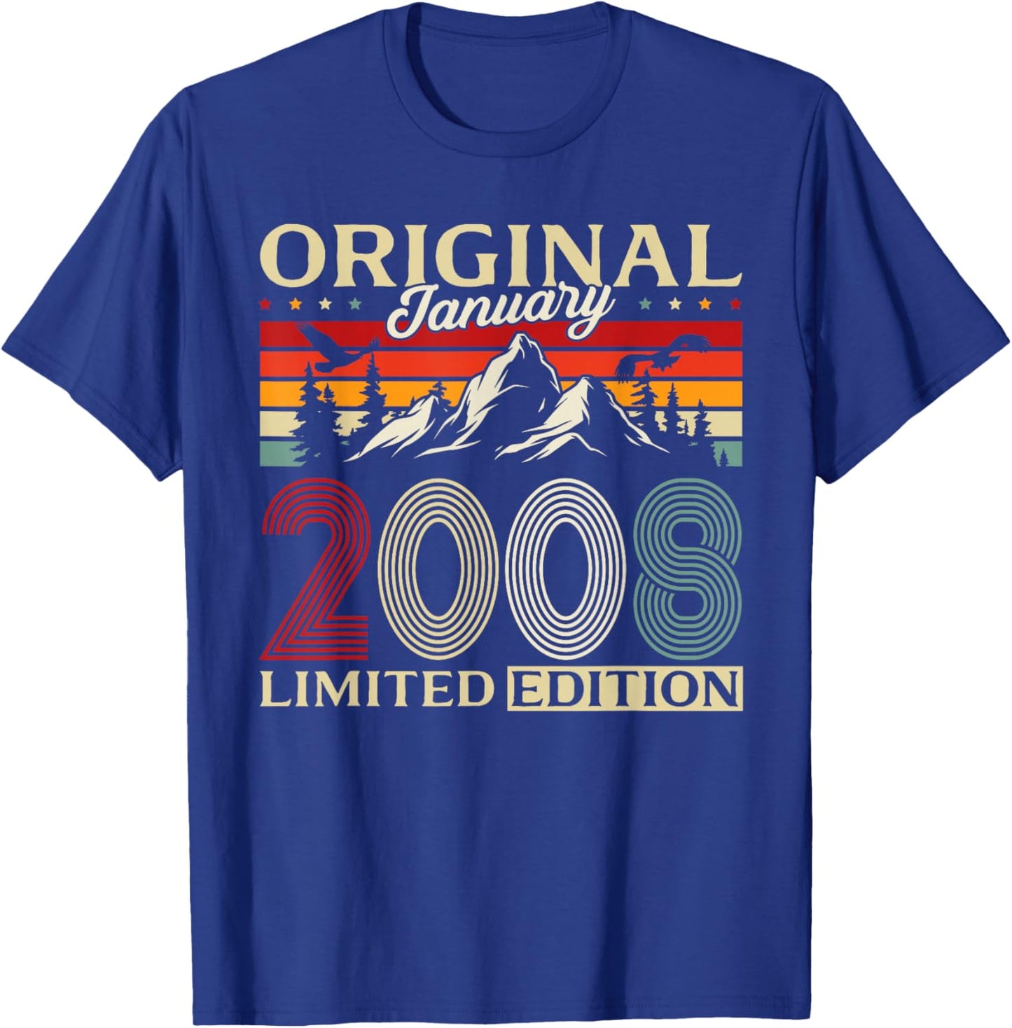 18 Years Birthday Man Gift January 2008 Vintage T-Shirt - T-Shirt | Royal