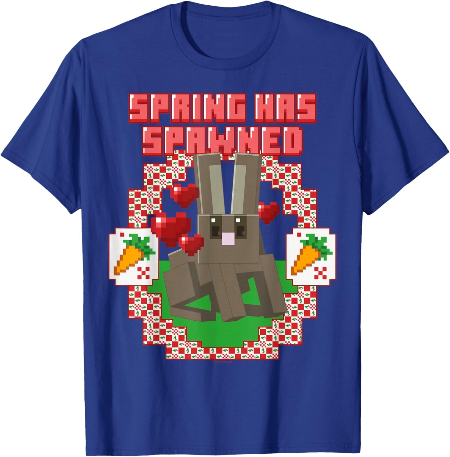 Minecraft Easter Spring Has Spawned Bunny Rabbit and Carrots T-Shirt - T-Shirt | Royal