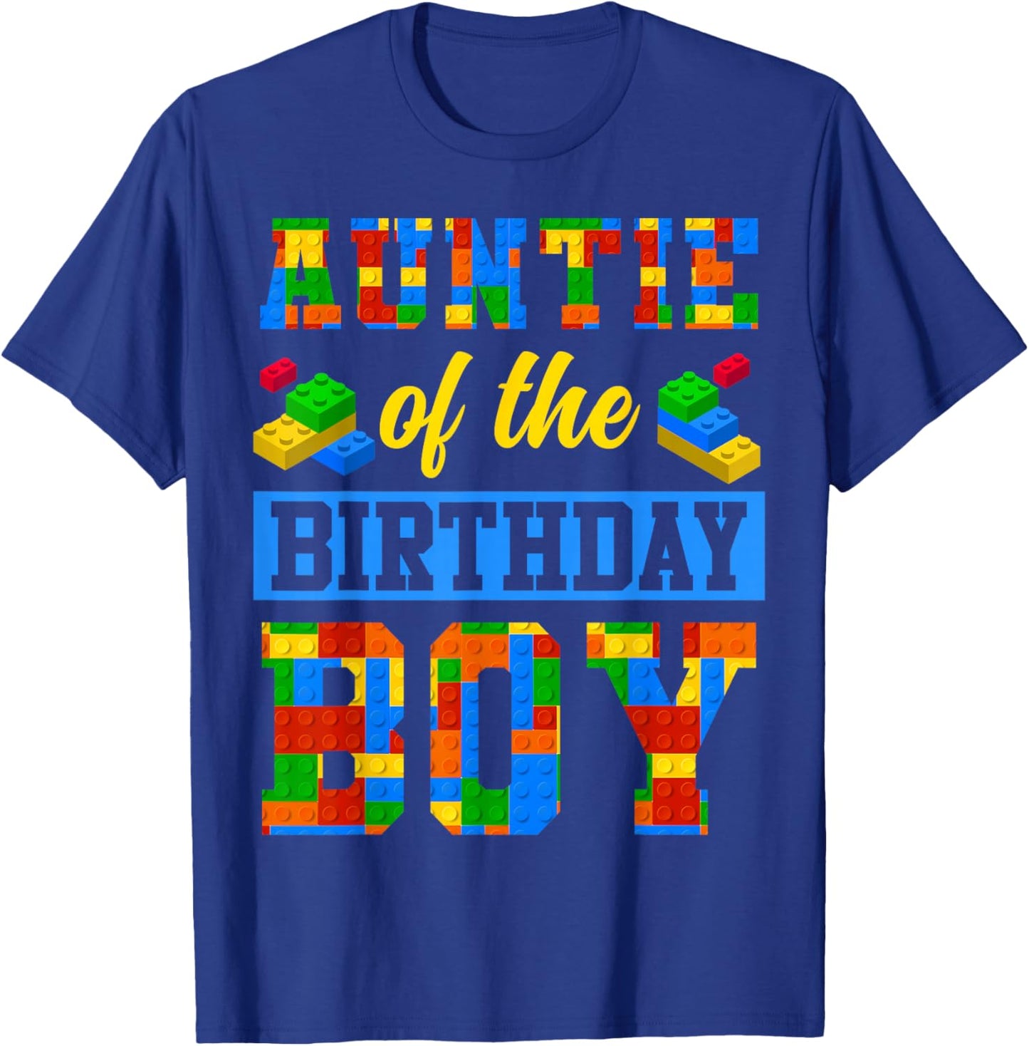 Auntie Of The Birthday Boy Building Block Bday Party T-Shirt - T-Shirt | Royal