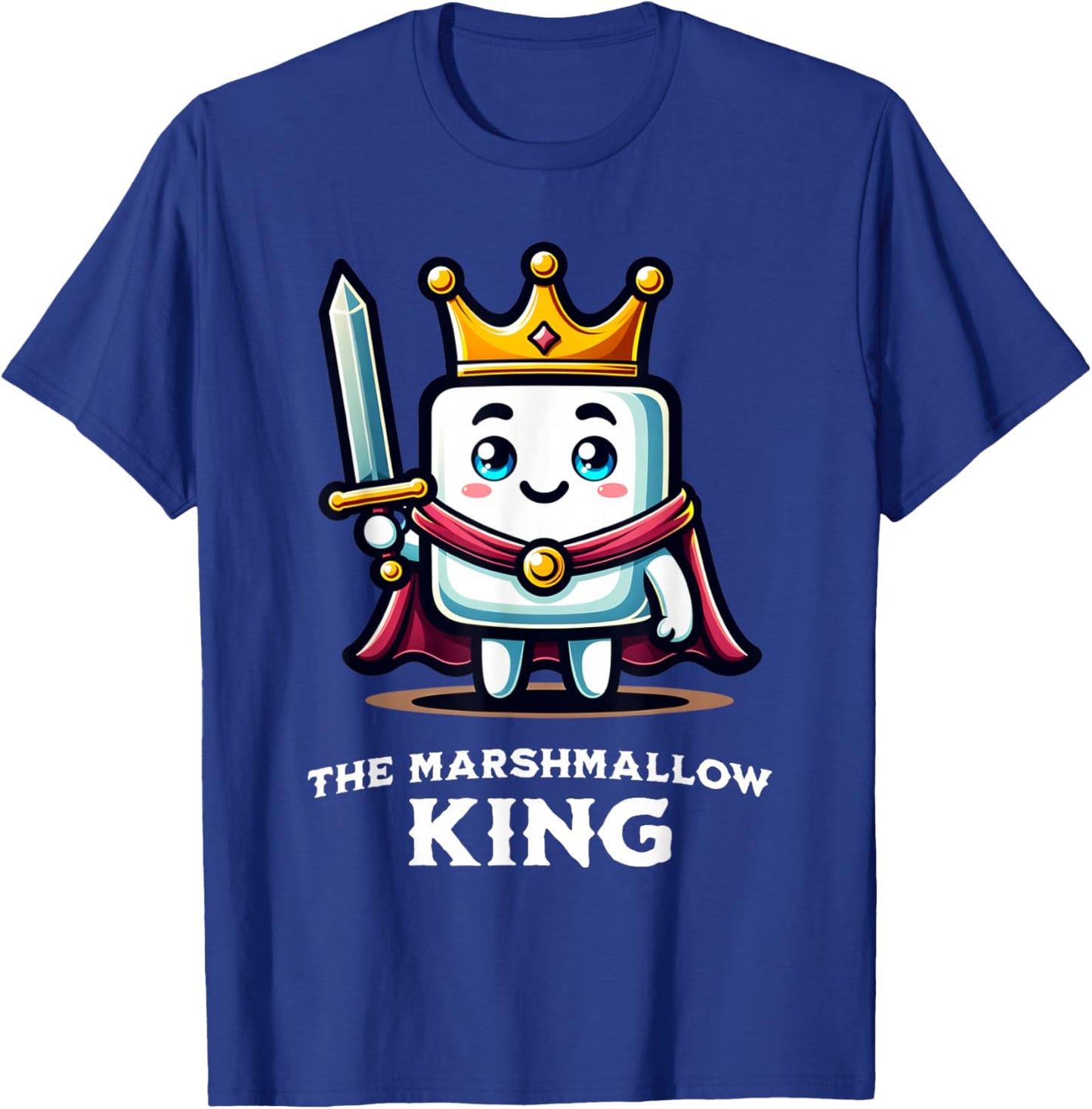 Marshmallow King Funny Marshmallow Lover Illustration T-Shirt - T-Shirt | Royal