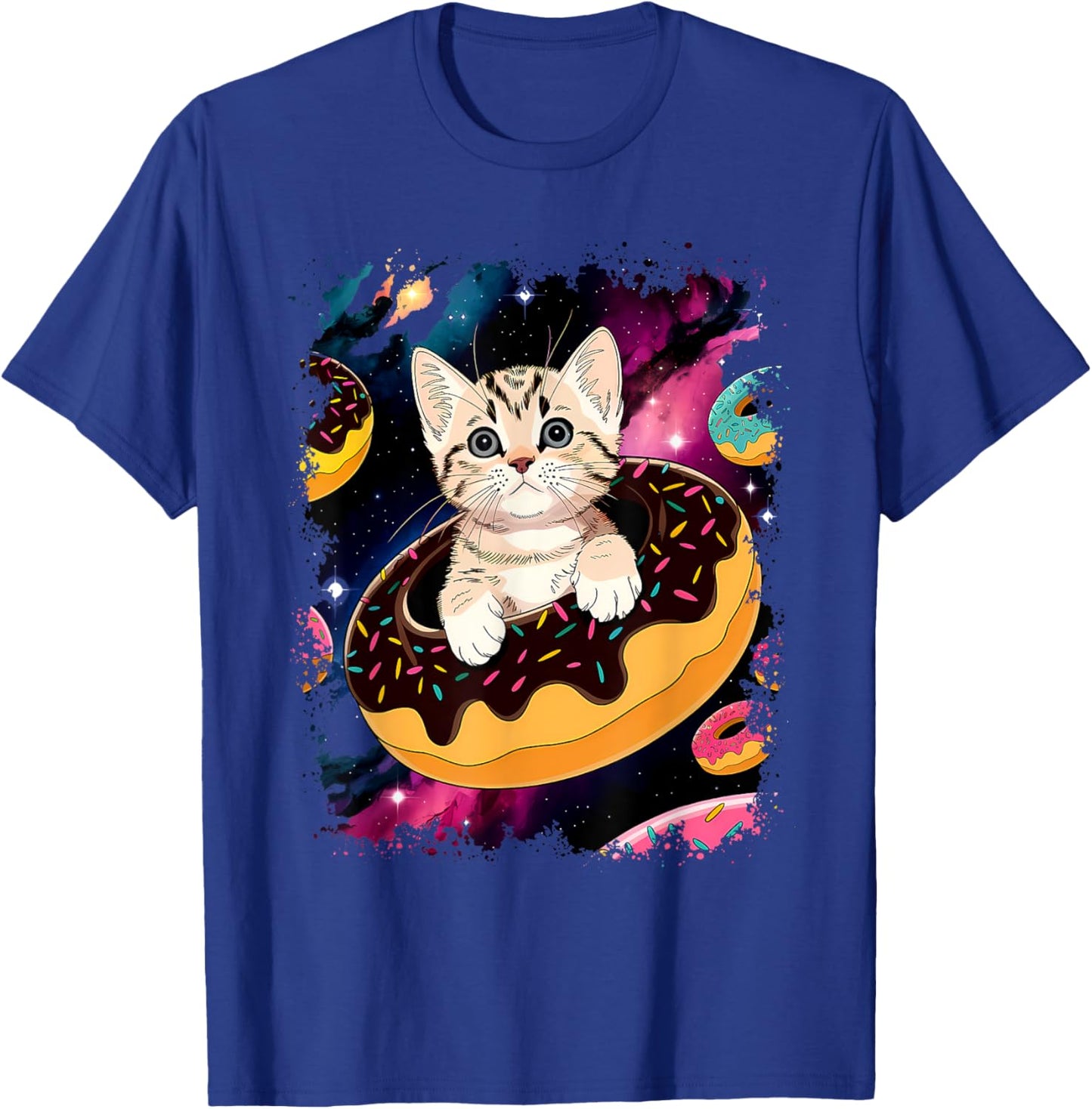 Cute Cat Inside Donut in Space Boys Girl - Kitty in Space T-Shirt - T-Shirt | Royal