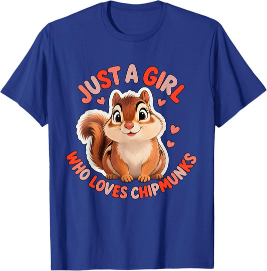 Cute Girl Loves Chipmunks Costume Kids Boys Girls Men Women T-Shirt - T-Shirt | Royal