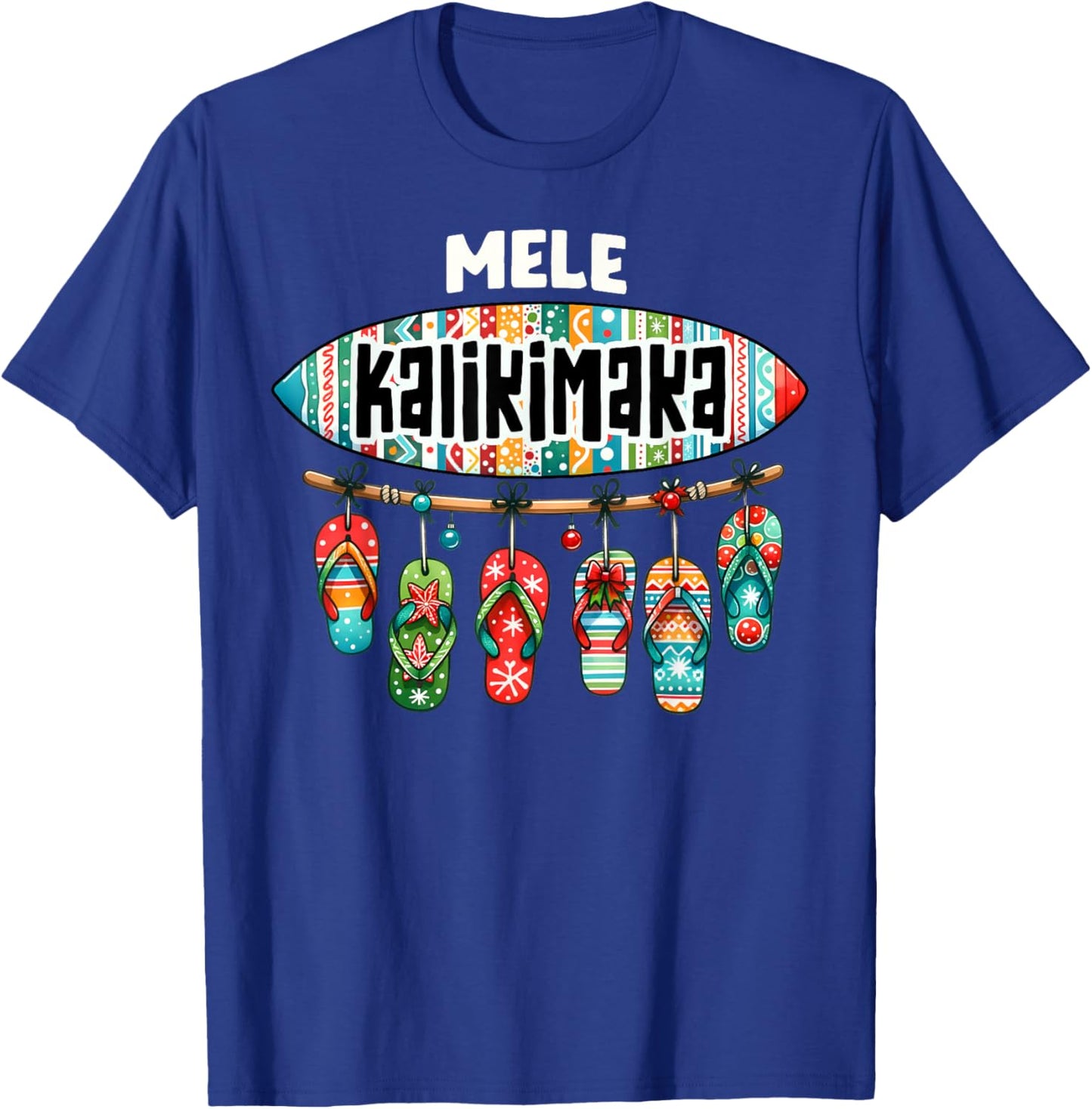 Funny Hawaiian Christmas Mele Kalikimaka Surf Board T-Shirt - T-Shirt | Royal