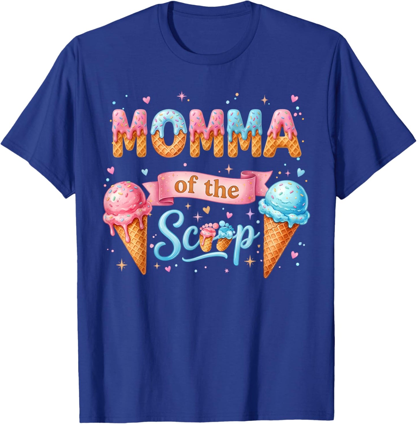 Momma of The Scoop Ice Cream Gender Reveal Baby Shower T-Shirt - T-Shirt | Royal