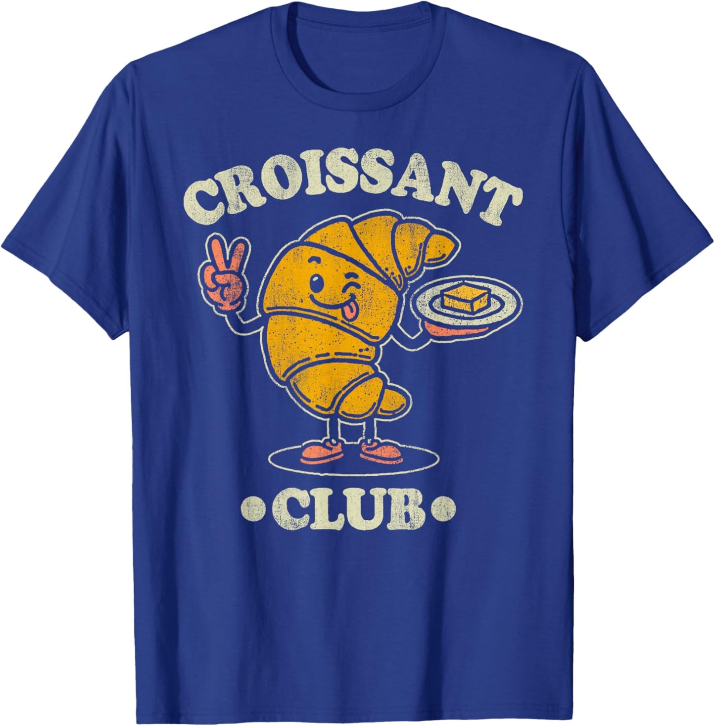 Croissant Club Cute French Pastry Cartoon T-Shirt - T-Shirt | Royal
